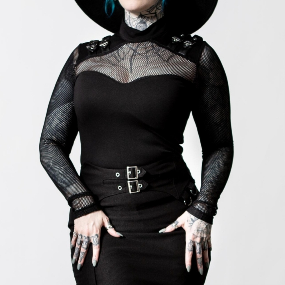 Killstar Arch Enemies Long Sleeve Fishnet Top